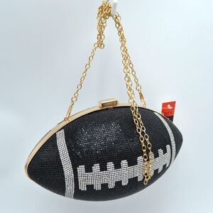 ⭐️HP⭐️Women Football/Rugby Shaped Rhinestone Crossbody Evening Purse/Clutch